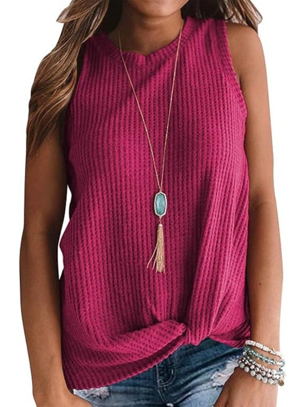 Miholl Burgundy Knit Sleeveless Tank Top - Women's Size Large